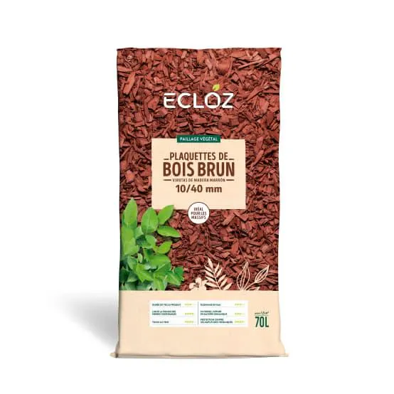 Plaquette de bois brunes 70L - calibre 10/40mm - ECLOZ