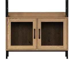 Bibliothèque 2 portes MIREILLE imitation chêne et noir