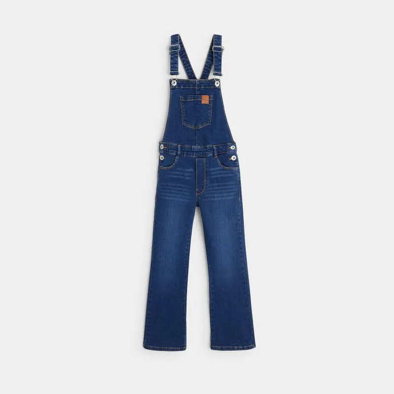Salopette en jean flare bleue fille