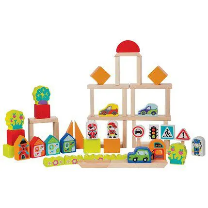 BLOCS DE CONSTRUCTION EN BOIS - 55 PIECES