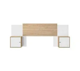 Tête de lit avec chevets LEONIE imitation chêne et blanc