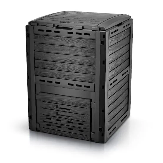 Composteur de jardin 300L Qualité Supérieure pour Jardin Déchets Imitation Style bois noir