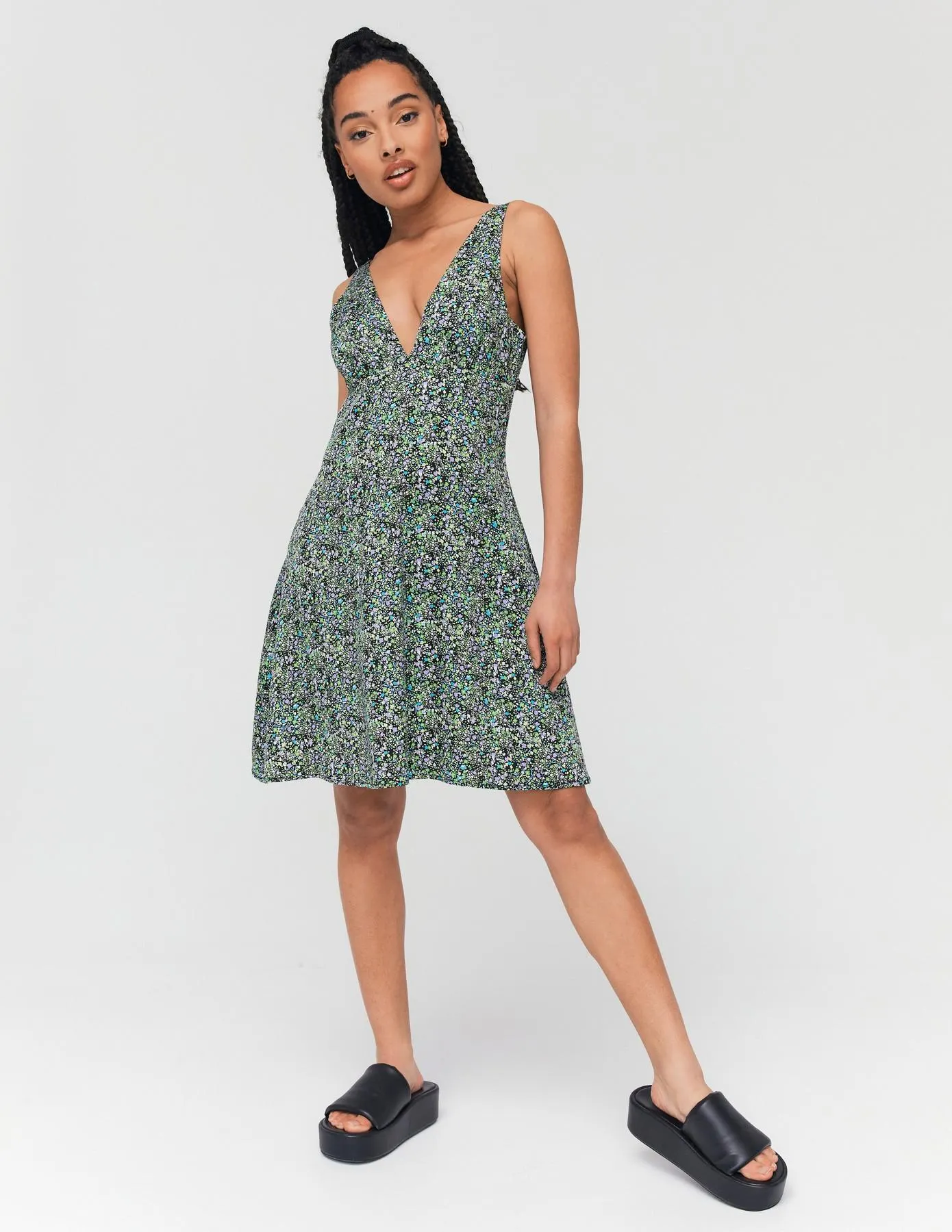 Robe courte imprimée en lyocel - Multicolore