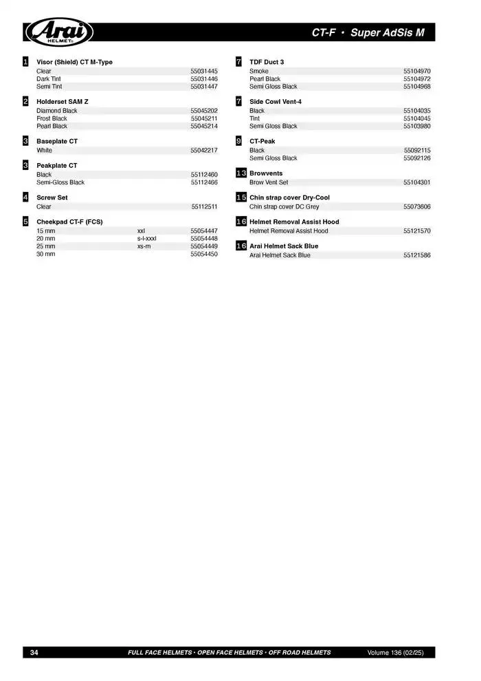 ARAI Parts Book 2025 du 21 février au 31 décembre 2025 - Catalogue page 34