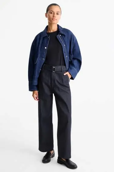 Barrel jeans with belt - high waist