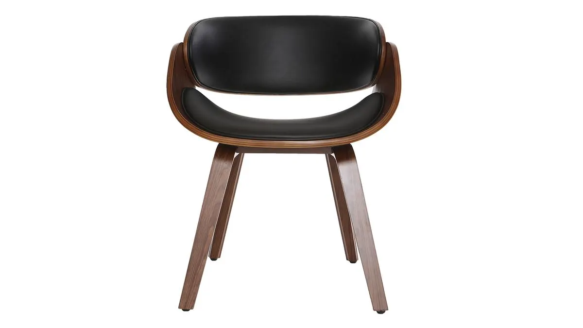 Chaise design noir et bois foncé noyer BENT