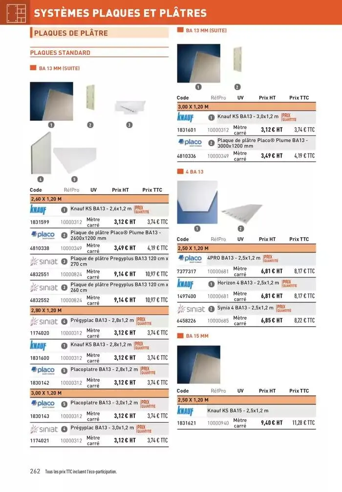 Matériaux 2025 du 1 janvier au 31 décembre 2025 - Catalogue page 262
