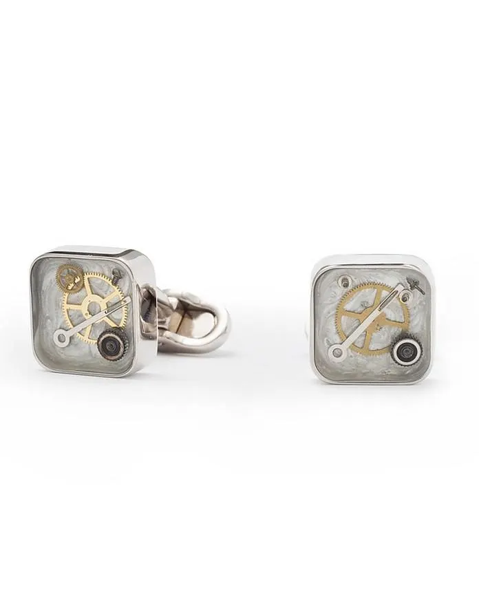 Squared Cufflinks w/Clock Gears