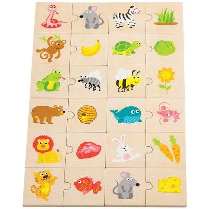 PUZZLE EN BOIS 24 PIECES - QUI MANGE QUOI ?