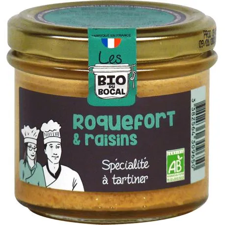 Spécialité à tartiner, Roquefort et raisins bio