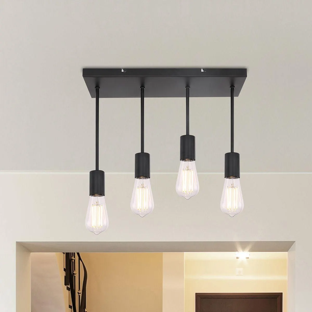 Plafonnier MARTHA (4x60W) en métal noir