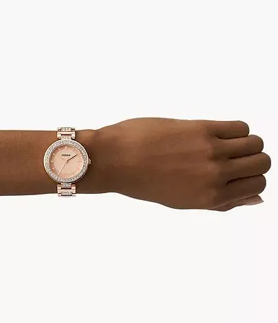 Montre Karli à trois aiguilles en acier inoxydable doré rose