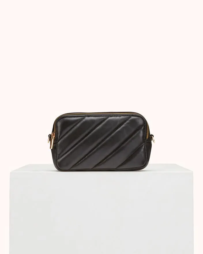 PETIT SAC ABRI en cuir lisse noir