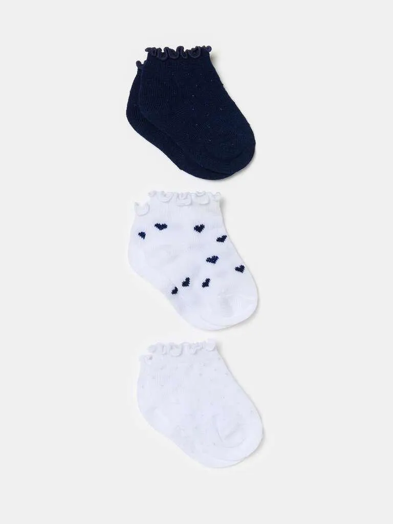 Three-pack short stretch socks with lurex Bleu/blanc