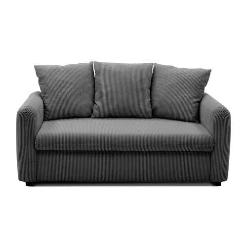 Canapé 3 places fixe ALADIN velours côtelé gris