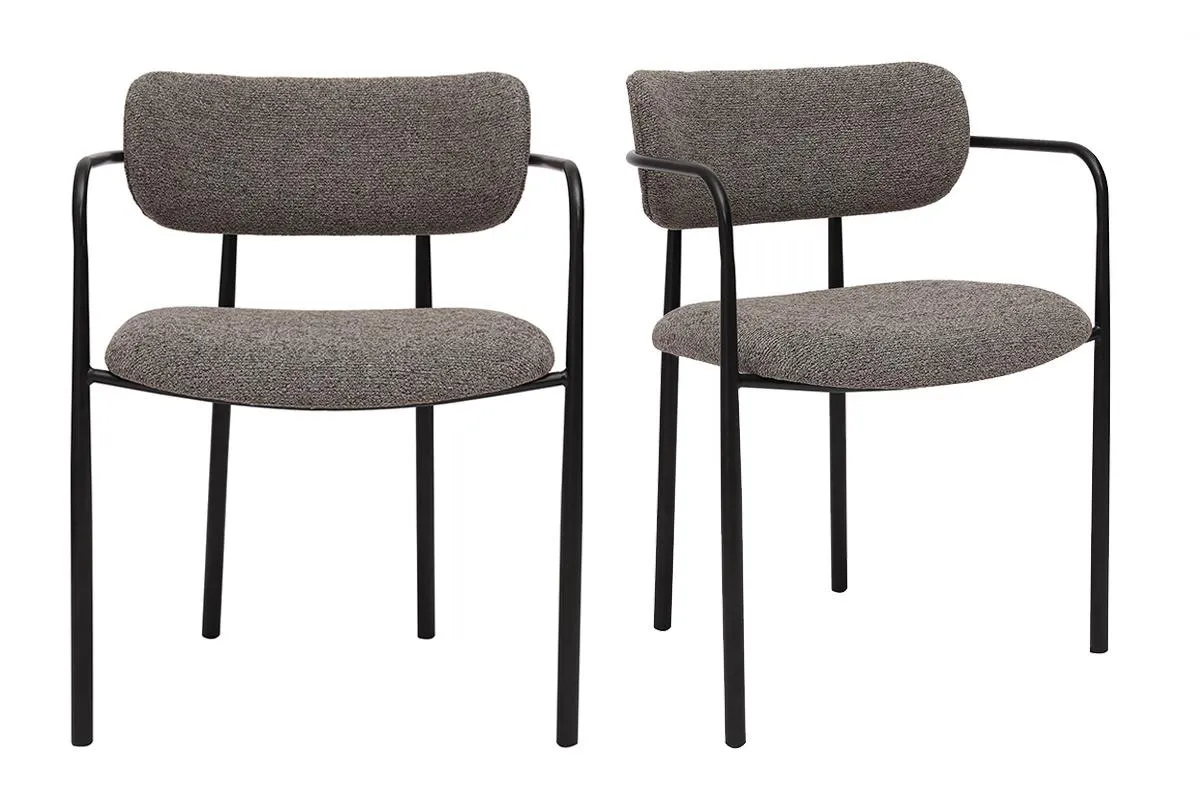 Chaises en tissu texturé taupe et métal noir (lot de 2) SWIFT