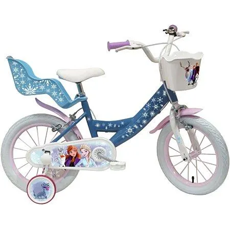 Vélo 14" Fille Licence "Reine des Neiges" pour enfant de 4 à 6 ans avec stabilisateurs à molettes - 2 fre