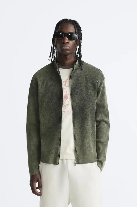 VINTAGE-EFFECT RIBBED JACKET