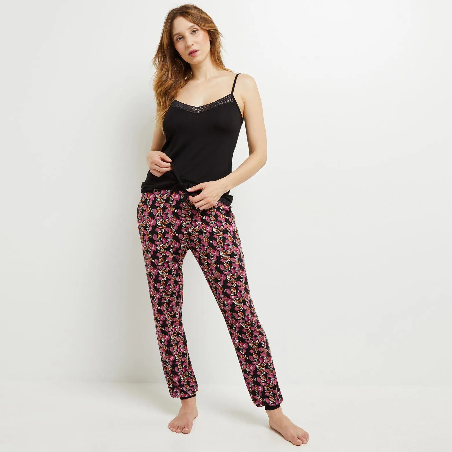 TREGGING VISCOSE MULTICO NOIR