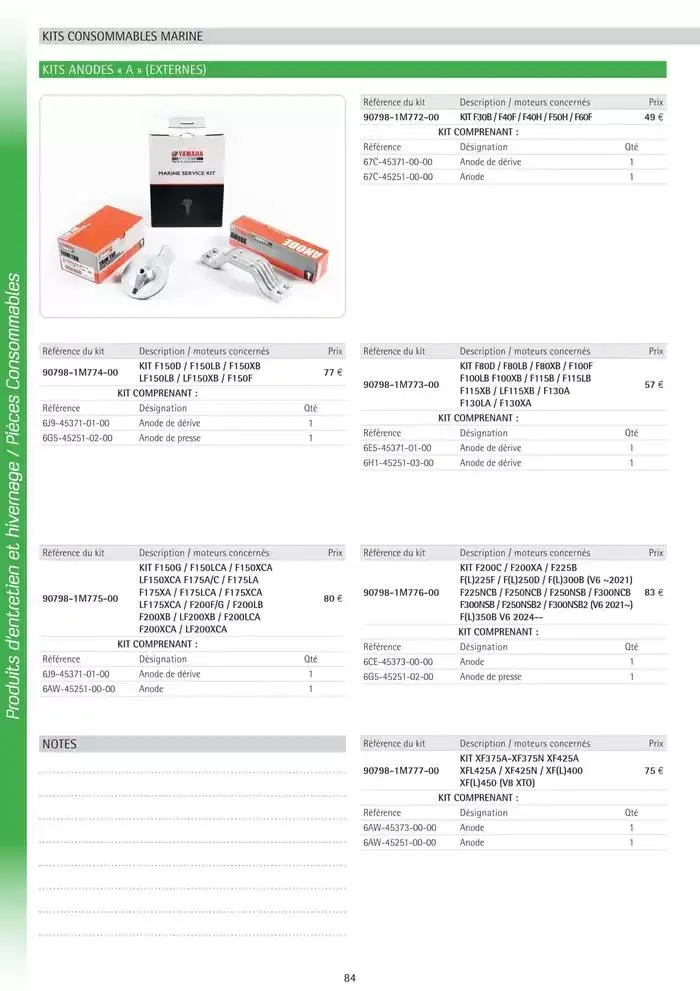 Catalogue Yamaha Marine - Accessoires Marine 2025 du 1 mars au 31 mars 2025 - Catalogue page 84