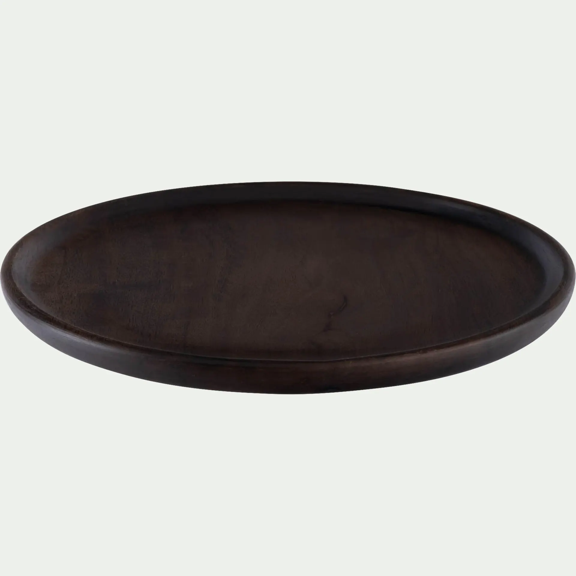 Plateau décoratif rond en bois de manguier D20,5cm - bois foncé