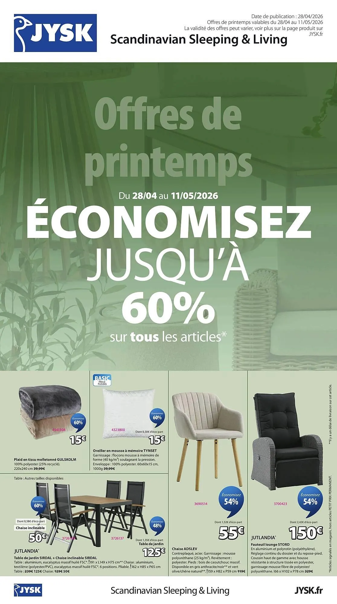 Catalogue JYSK du 28 avril au 11 mai 2026 - Catalogue page 1