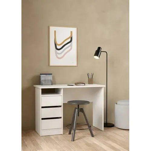 Bureau 3 tiroirs et 1 niche STUDY Blanc