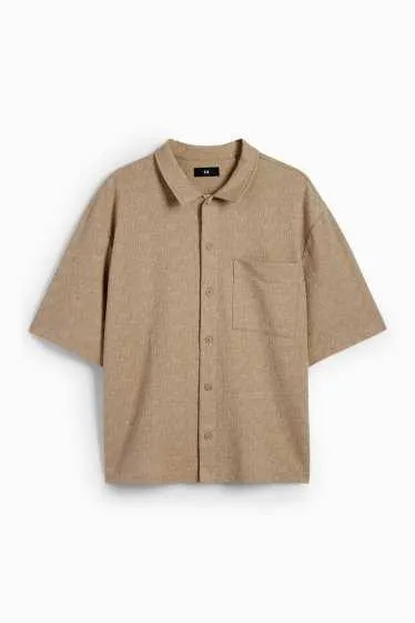 Shirt - regular fit - kent collar - textured