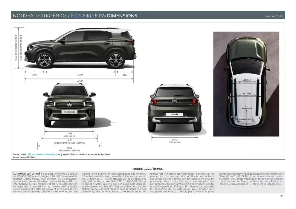 Citroën Nouveau ë-C3 Aircross Caractéristiques du 19 février au 31 décembre 2025 - Catalogue page 16
