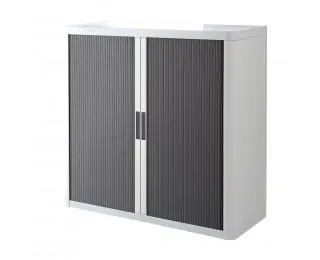 Armoire basse à rideaux EASY OFFICE - PAPERFLOW - 1m - Corps blanc, rideaux anthracites