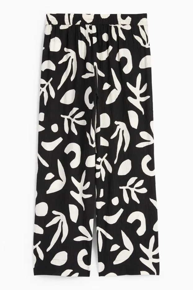 Cloth trousers - high waist - wide leg - patterned