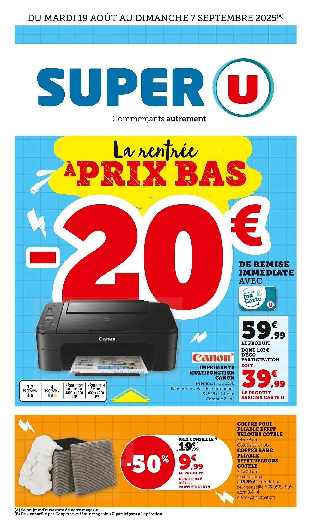 Catalogue Super U du 19 août au 7 septembre 2025 - Catalogue page 1