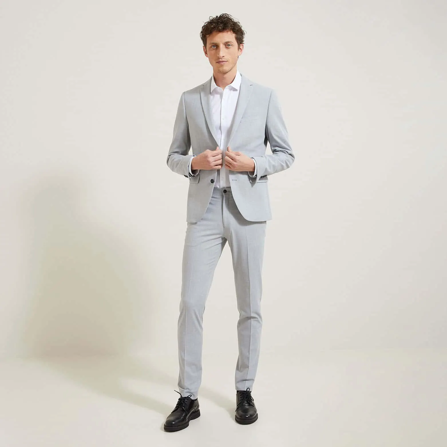 Chemise slim unie sans repassage coton - Blanc