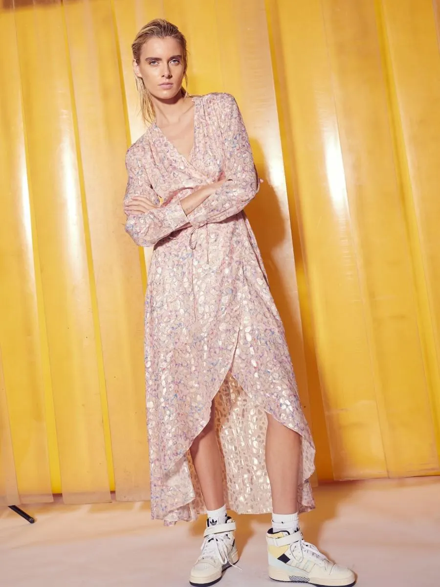 SONIA | Robe longue imprimée en lurex