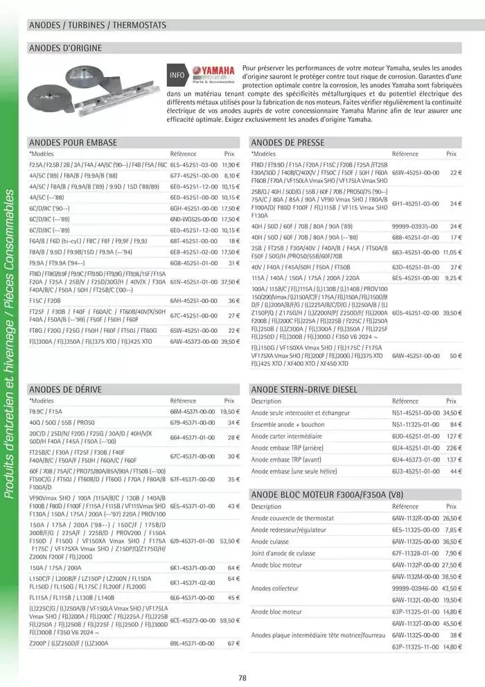 Catalogue Yamaha Marine - Accessoires Marine 2025 du 1 mars au 31 mars 2025 - Catalogue page 78