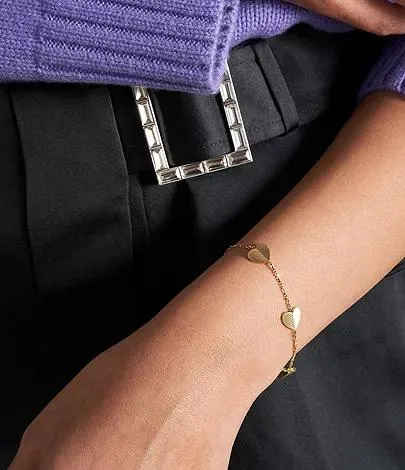 Bracelet à pampilles cœurs Harlow Linear Texture en acier inoxydable, doré