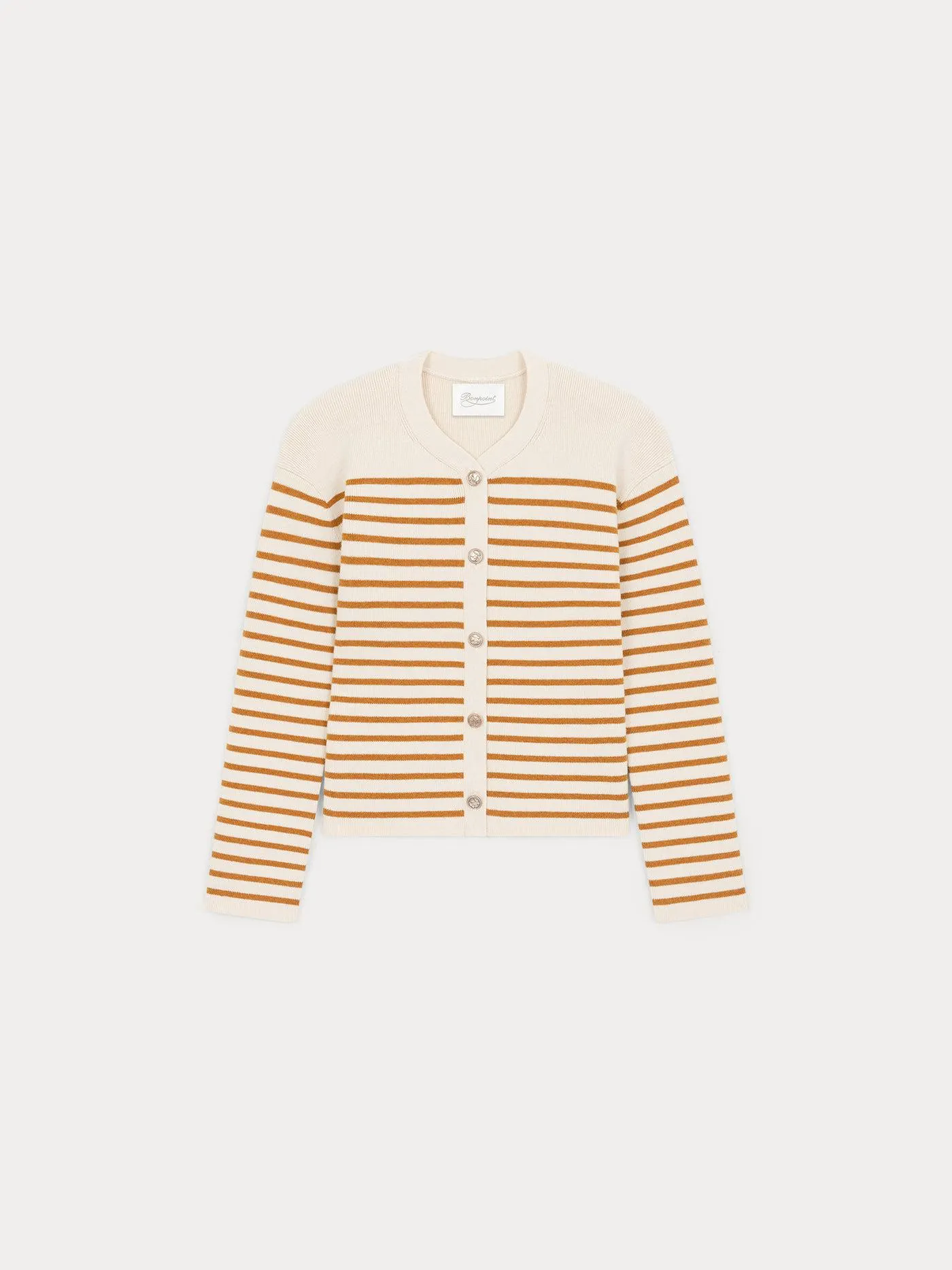 Cardigan cropped laine et coton taupe