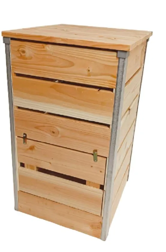 Composteur en bois Douglas 148L STEEL - L50xl45x82 cm - Epaisseur 19mm - mon PETIT POTAGER