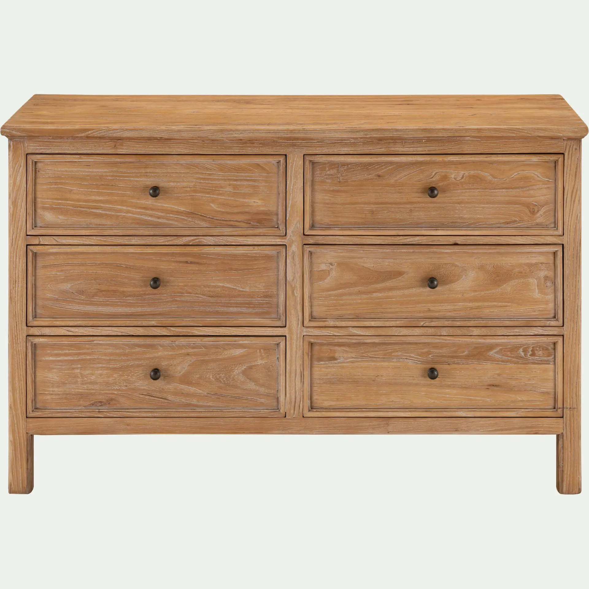 Commode 6 tiroirs en bois d'orme et de pin - bois clair