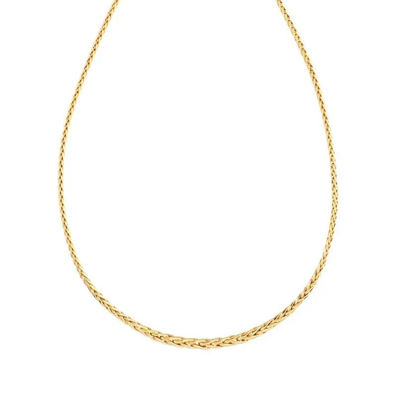 Collier en chute or jaune 375 poli jaune maille palmier 42 cm