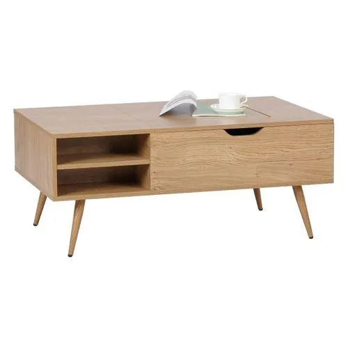 Table basse relevable COLUMBUS imitation chêne