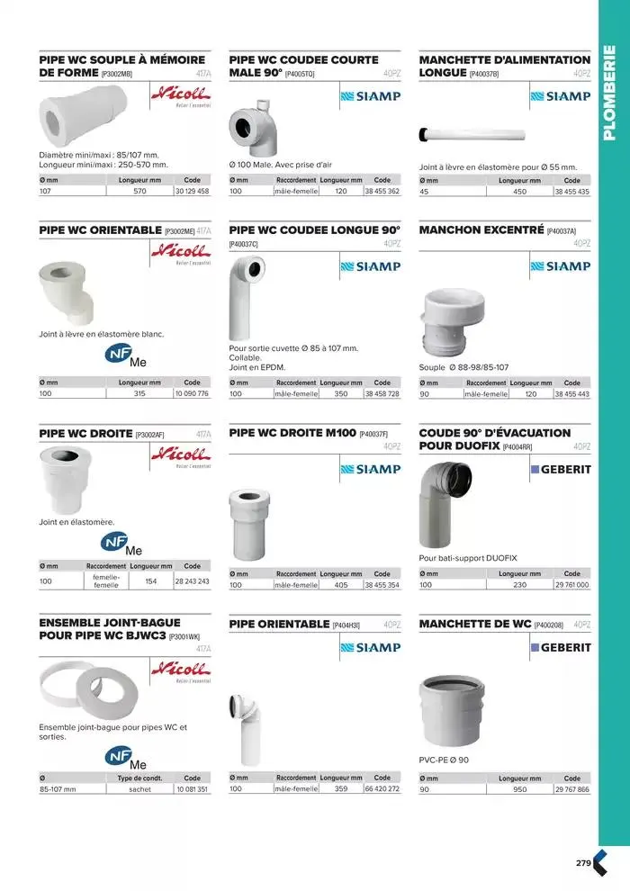 Catalogue génie climatique & sanitaire | Édition 2024-2025 du 2 octobre au 31 décembre 2025 - Catalogue page 279