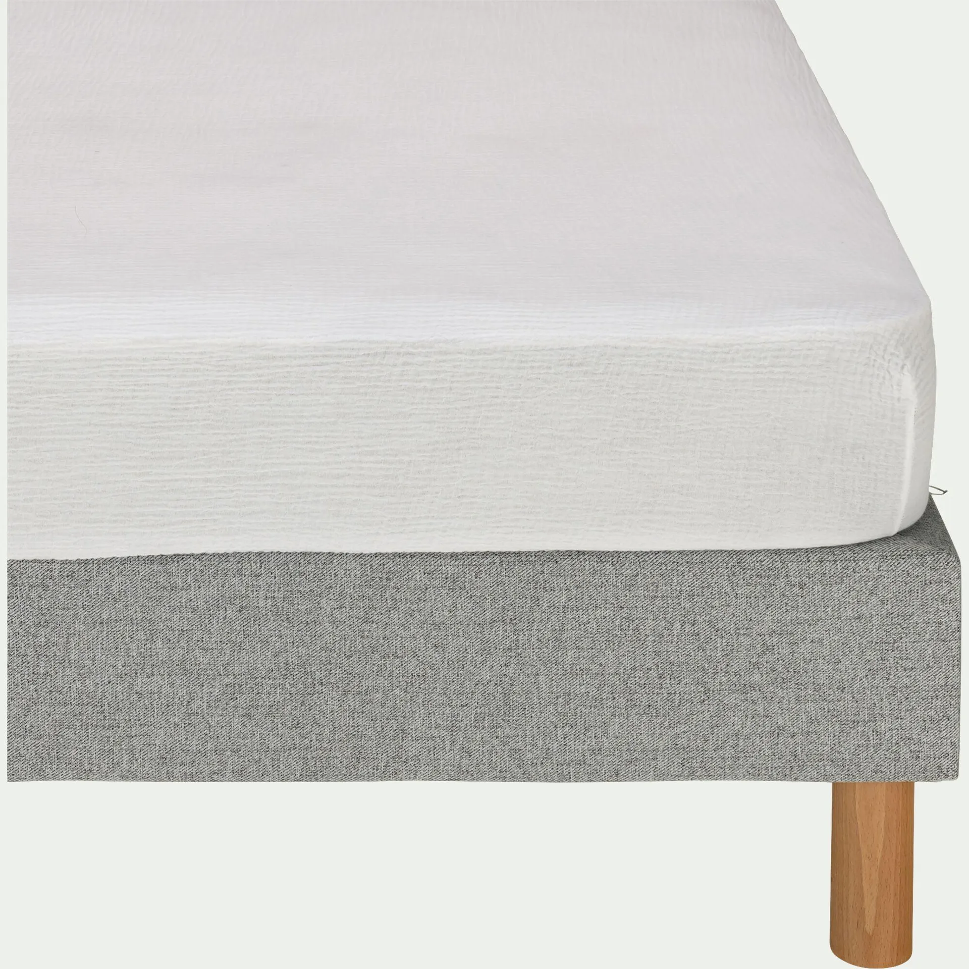 Drap housse en double gaze de coton 140x200cm b30cm - blanc