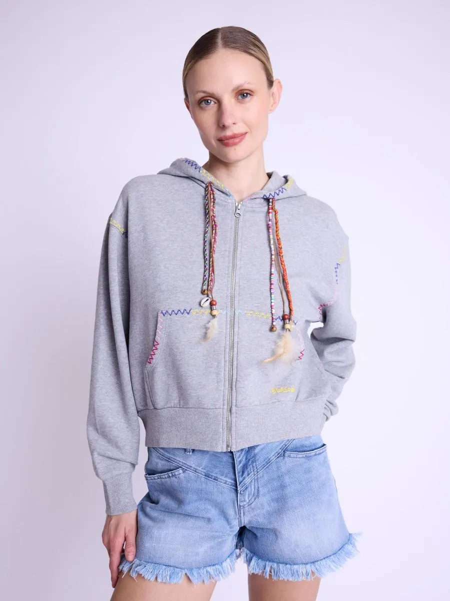 DIEGO | Sweat à capuche gris avec ailes au dos