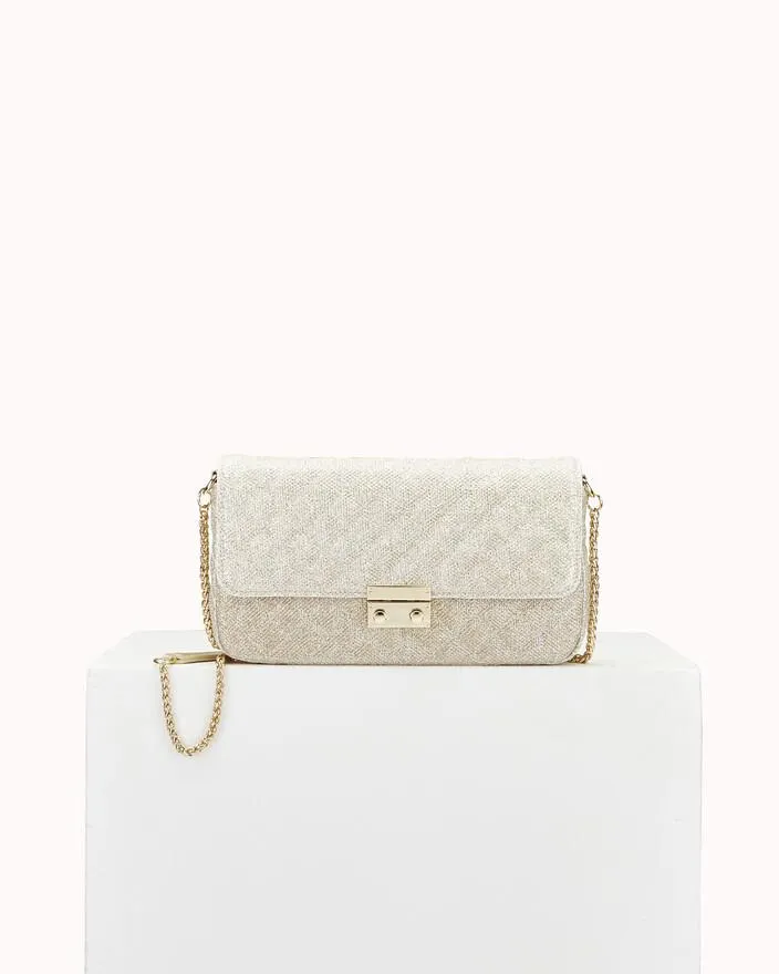 POCHETTE OMIABA en lurex platine