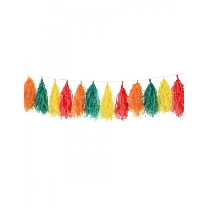 Guirlande tassel 16 pompons dégradé orange 2 m