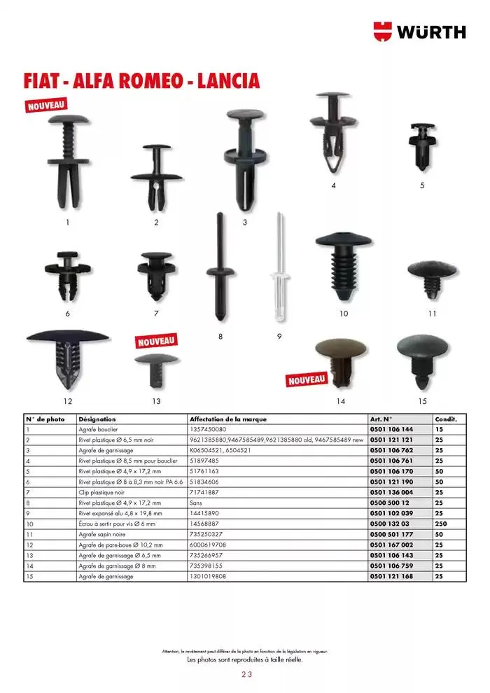 Agrafes de carrosserie du 21 janvier au 31 décembre 2025 - Catalogue page 23