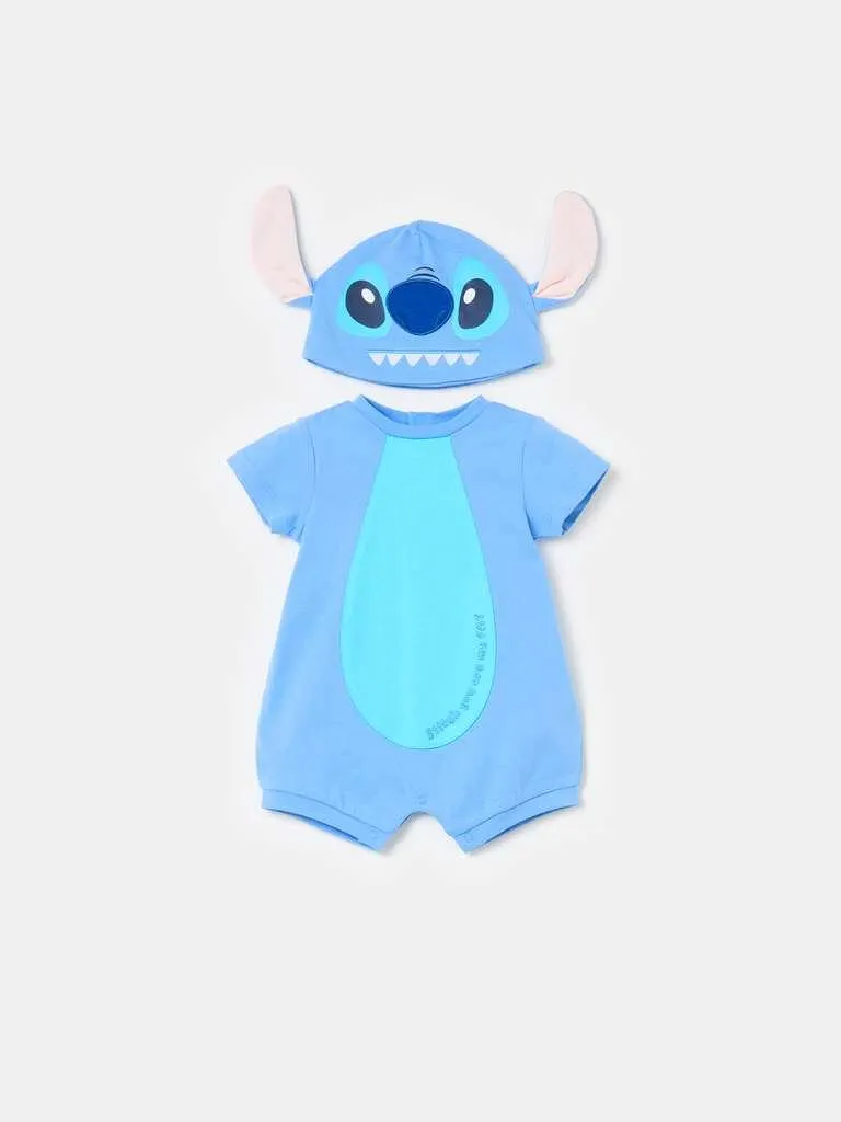 Stitch romper suit and hat set Bleu clair