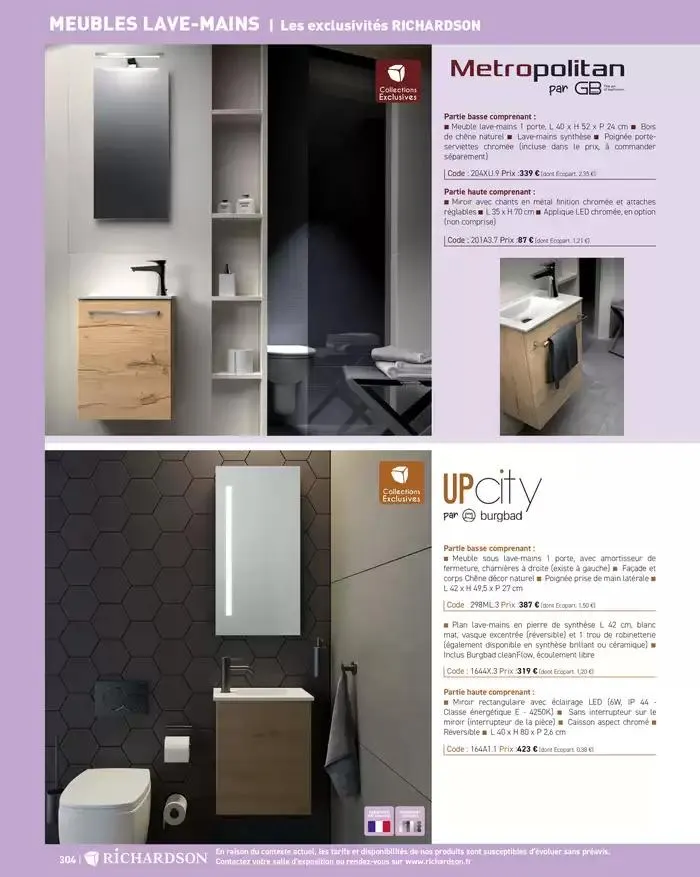 SALLE DE DE BAINS ET CARRELAGE 2025 du 11 avril au 31 décembre 2025 - Catalogue page 306