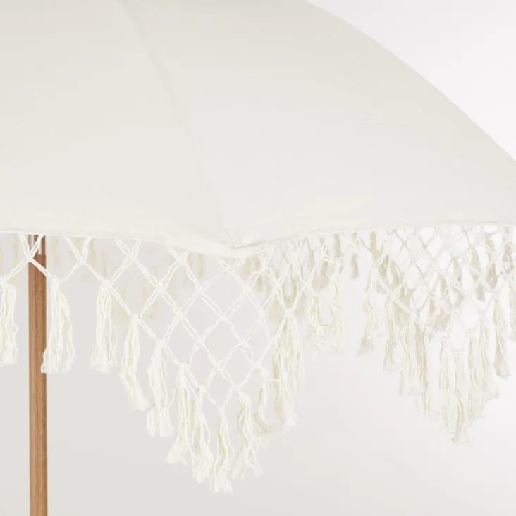 Paraguas de polialgodón crudo con flecos